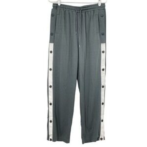Wataxii Men Tear Away Gray Jogger Sweatpants High Split Snap Buttons Size M NWOT
